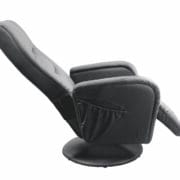 Nowoczesny fotel masujący czarny z eco skóry z funkcją rozkładania i ergonomiczną konstrukcją, dopasowany do trendu fotel z masażem do salonu.