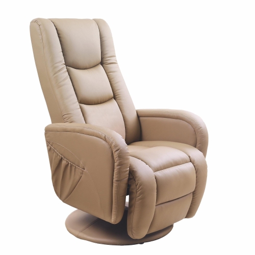 Komfortowy fotel wypoczynkowy beżowy z masażem i podgrzewaniem, z ergonomicznym oparciem i stabilną konstrukcją, idealny do codziennego odpoczynku.