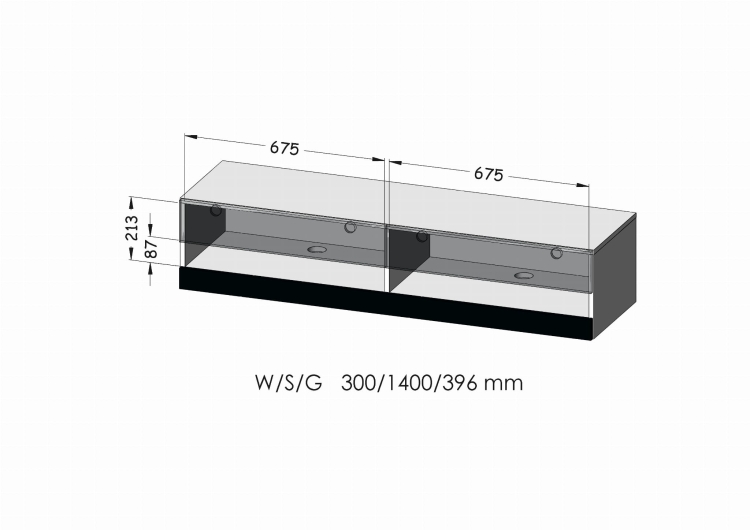 Szafka RTV Biało Czarna Połysk - VIGO NEW - 140cm wymiary