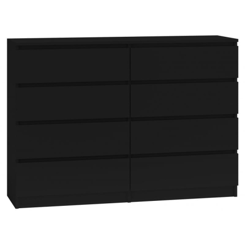 Komoda z szufladami czarna pojemna do sypialni.