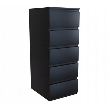 Wysoka komoda czarna bez uchwytów minimalistyczna.