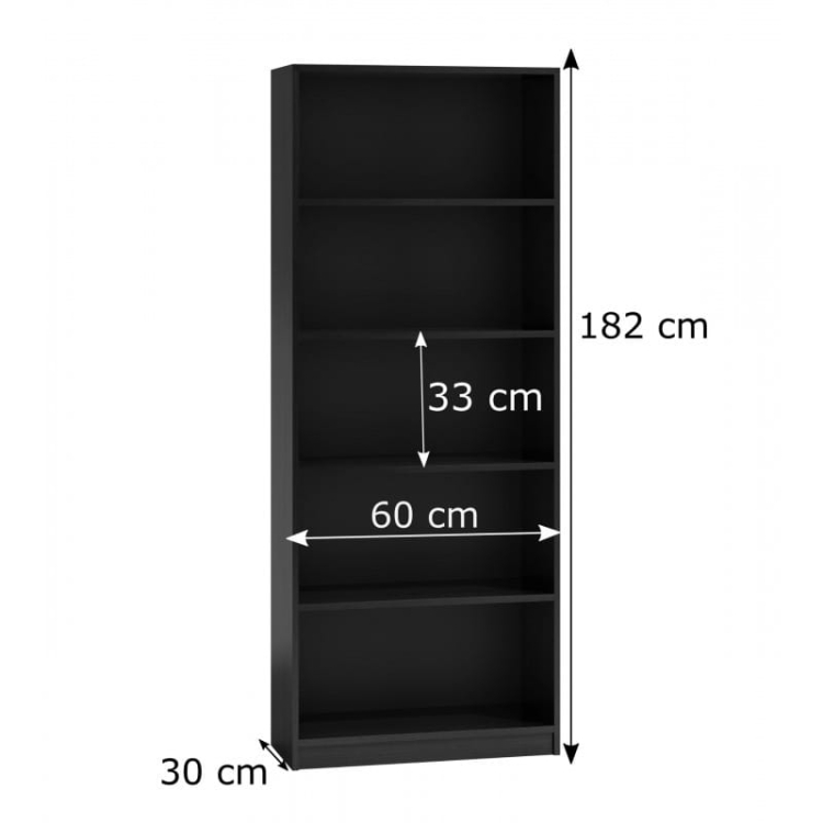 Regał do salonu czarny z półkami na książki