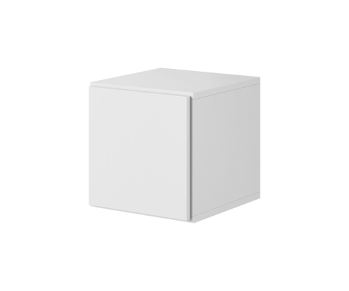 Mała szafka wisząca ROCO 5 biała z zamykanym frontem i systemem push click do przechowywania drobiazgów.