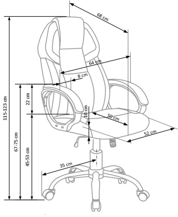 Fotel Biurowy BARTON wymiary