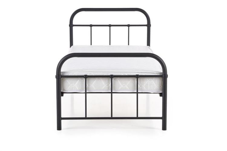 Łóżko metalowe 90x200 czarne w stylu loftowym z trwałą stalową ramą i minimalistycznym designem.