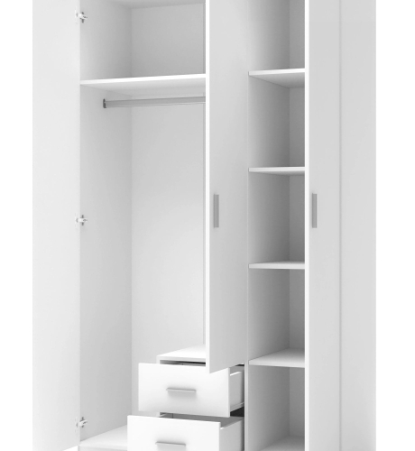 Szafa biała połysk 120 cm do sypialni z półkami i drążkiem.