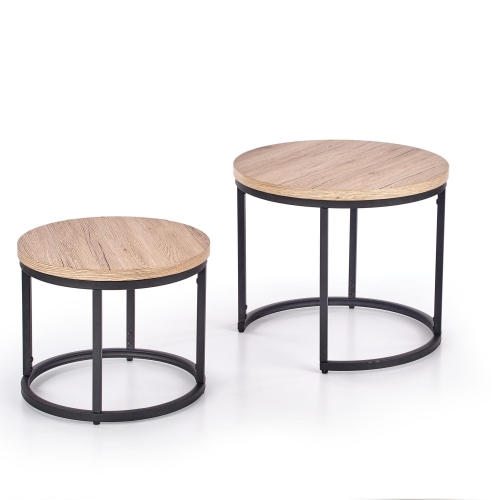 Stoliki kawowe 2w1 dąb san remo na czarnej podstawie.