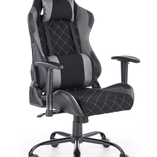 Fotel biurowy DRAKE czarno szary z regulowanymi podłokietnikami do pracy przy biurku.