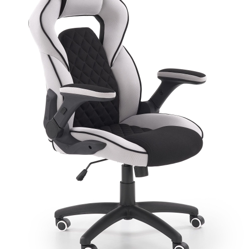 Fotel biurowy SONIC czarno szary z regulowanymi podłokietnikami do pracy przy biurku.