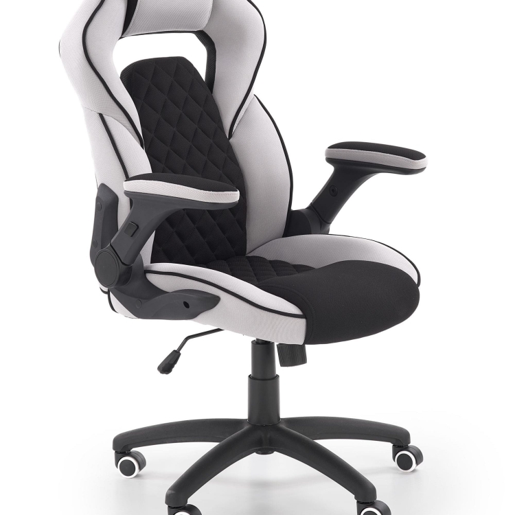 Fotel biurowy SONIC czarno szary z regulowanymi podłokietnikami do pracy przy biurku.