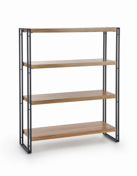 Regał metalowy BOLIVAR dąb złoty i czarny styl loftowy.