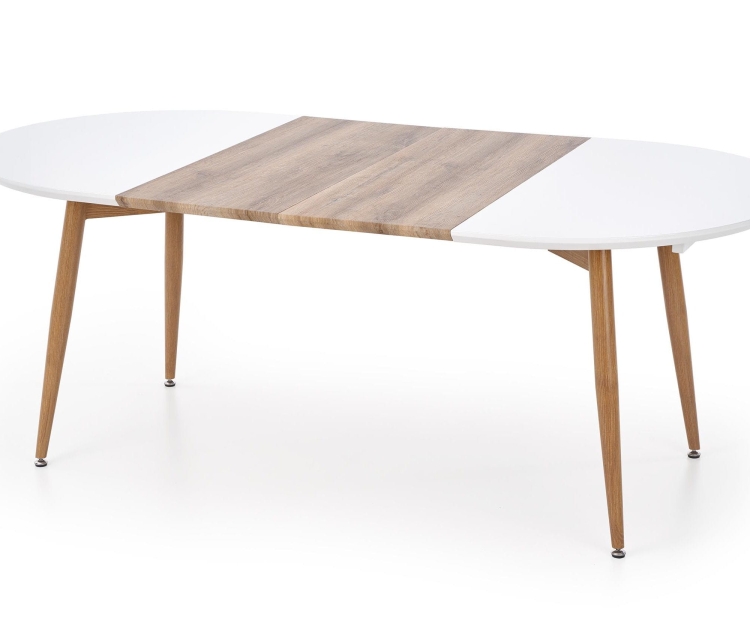 rozkładany stół biały nowoczesna forma okrągły blat