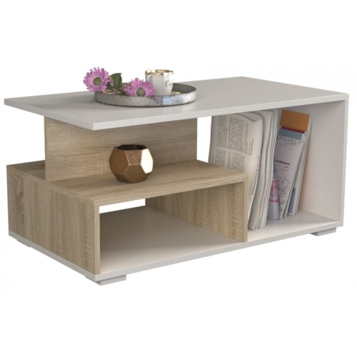 Stolik kawowy nowoczesny dąb sonoma wyróżnia się minimalistycznym designem i uniwersalną kolorystyką pasującą do wielu wnętrz.