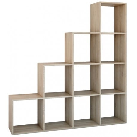 Regał schodkowy dąb sonoma duży do salonu na książki i dekoracje