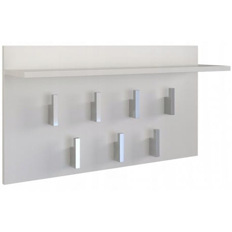 Wieszak do przedpokoju biały POLA 70 cm z półką i haczykami na ubrania jako praktyczny panel ścienny do przedpokoju.