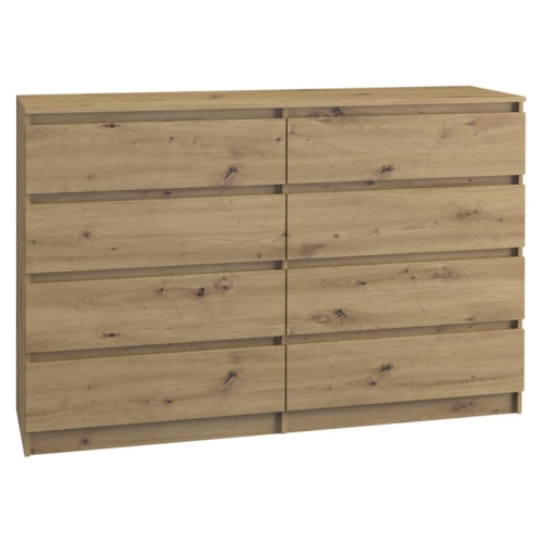 Duża komoda z szufladami oferuje osiem pojemnych szuflad oraz wygodne przechowywanie w jednym miejscu.