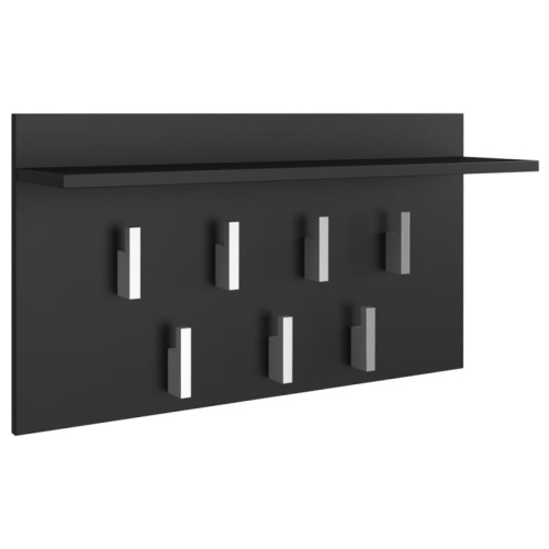 Wieszak do przedpokoju czarny POLA 70 cm z półką i haczykami na ubrania jako praktyczny panel ścienny do przedpokoju.