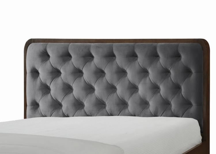 Łóżko 160x200 Szare CASSIDY zagłówek