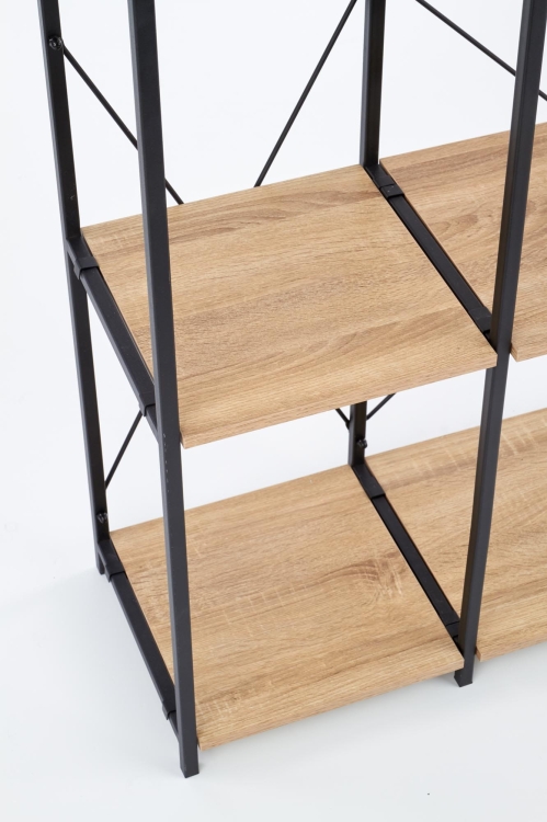 Metalowy regał loftowy czarny z półkami dąb sonoma nowoczesny.