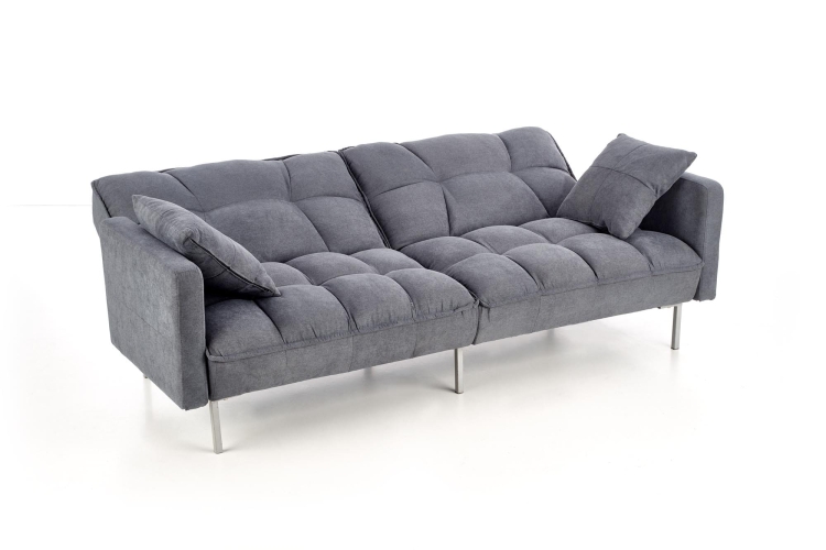 Nowoczesna sofa dwuosobowa ROBERTO 193 cm w kolorze szarym z funkcją spania i pojemnikiem na pościel.
