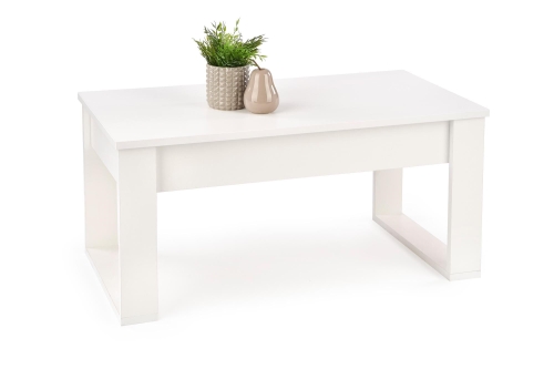 Biały stolik kawowy z szufladami do nowoczesnego salonu.