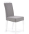 Krzesło szare CLARION z tapicerowanym siedziskiem i białymi nogami bukowymi.