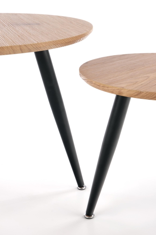 Stolik pomocniczy dąb złoty do salonu w komplecie dwóch stolików.