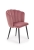 Krzesło welurowe K386 różowe z dekoracyjnym oparciem i czarnymi nogami.