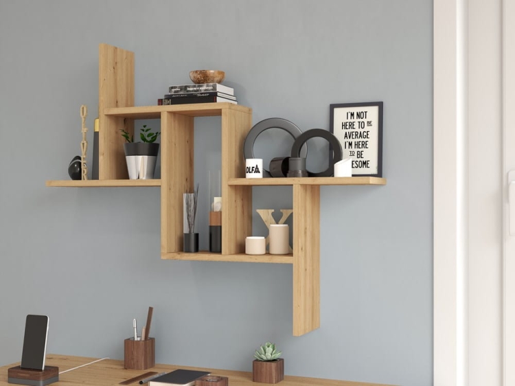 Półka ścienna FLORYDA dąb artisan jako designerski element do salonu lub biura.