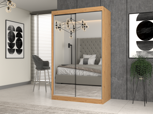Szafa z lustrem dąb artisan do organizacji garderoby.