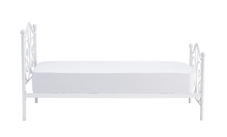 Łóżko 90x200 PANAMA metalowe białe z prostą formą i stabilną konstrukcją idealne do mniejszych pomieszczeń