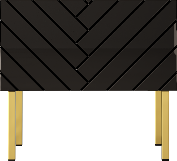 Nowoczesna szafka do sypialni czarna połysk z frezowanym frontem i szufladą.