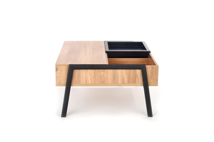 Nowoczesny stolik kawowy z funkcją podnoszenia i miejscem do przechowywania.