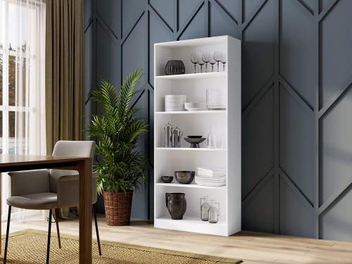 Regał na książki biały nowoczesny do biura i domu