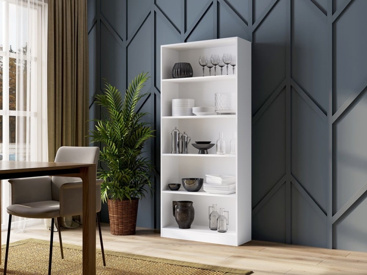 Regał na książki biały nowoczesny do biura i domu