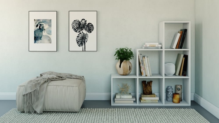 Regał komorowy biały nowoczesny do przechowywania książek