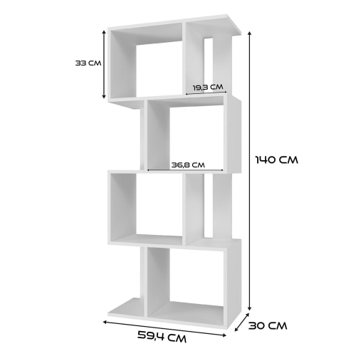 Regał biały FIRS 60 cm z półkami otwartymi do salonu loft