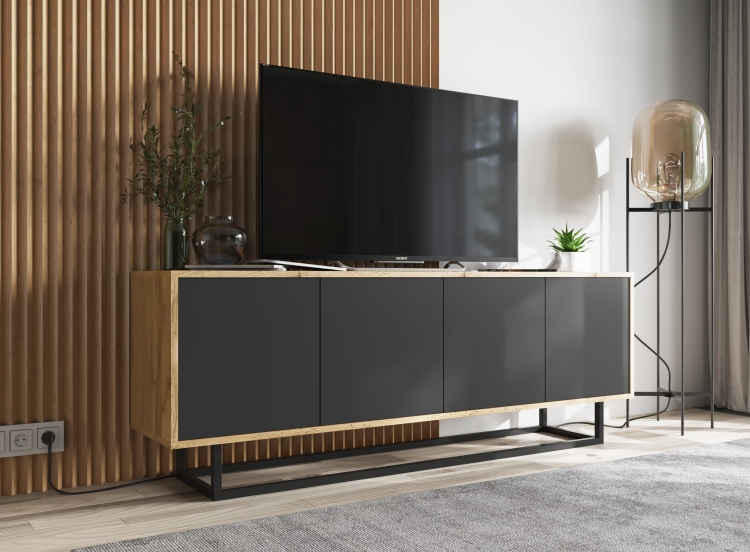 Szafka RTV 150 cm dąb wotan z systemem push to open.