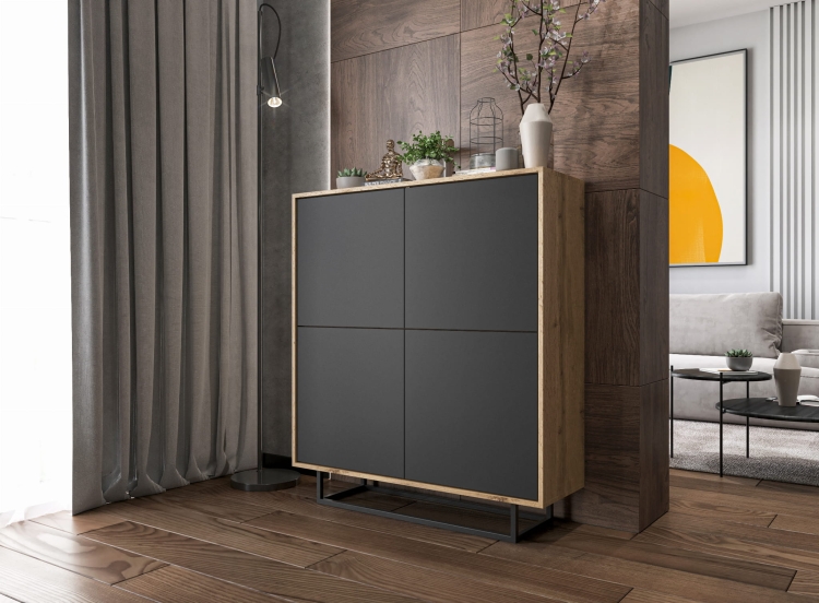 Komoda loftowa dąb wotan na stelażu, nowoczesna, pojemna, stylowa.