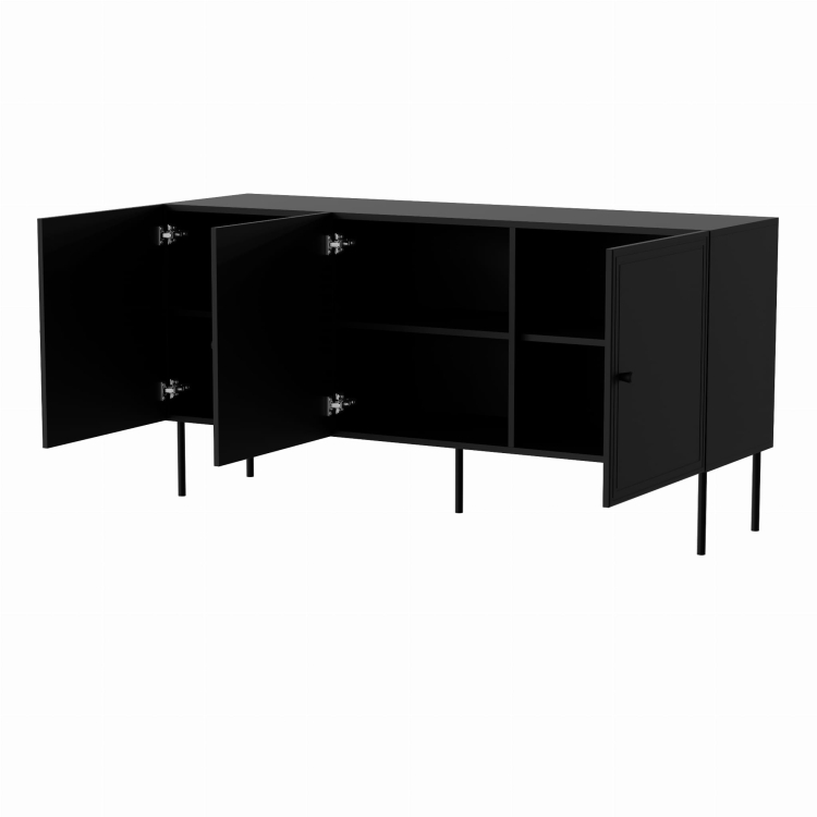 komoda 150cm palazzo bis czarna pojemna na wysokich nóżkach do nowoczesnego salonu