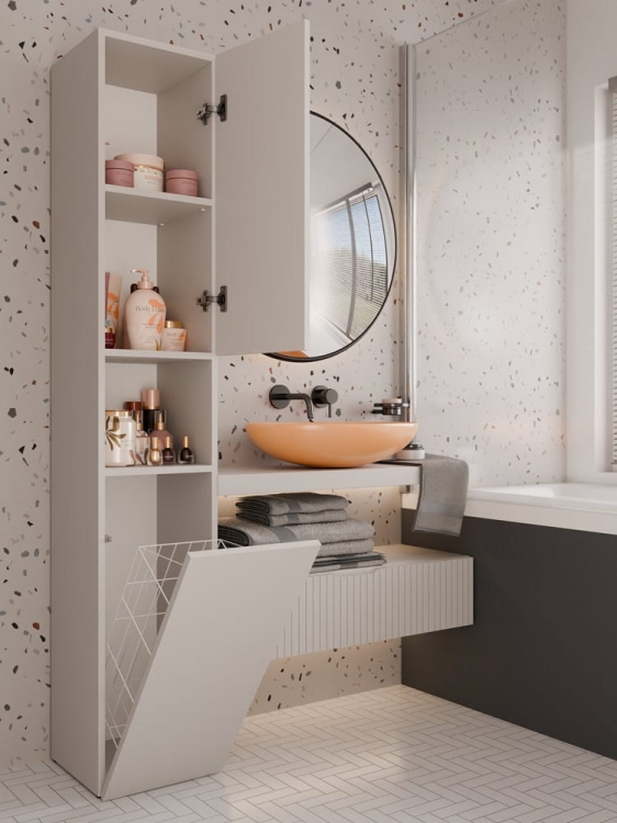 szafka łazienkowa stojąca beżowa lub szara