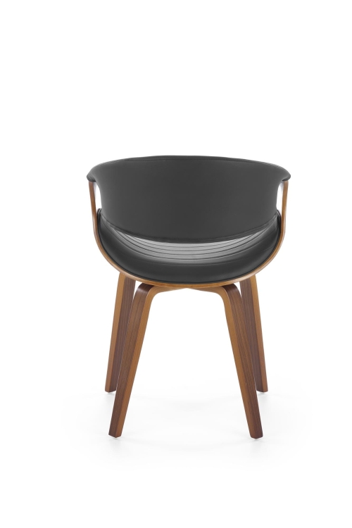 Krzesło drewniane tapicerowane K544 czarne z giętą sklejką w kolorze orzecha.