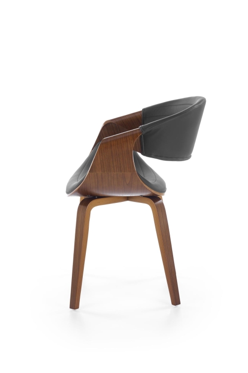 Krzesło nowoczesne do jadalni K544 czarne z drewnianymi nogami w kolorze orzecha.