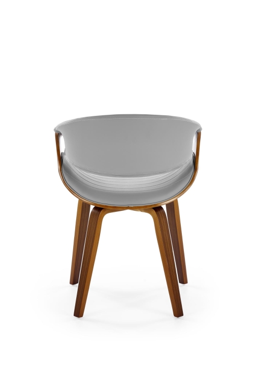 Krzesło drewniane nowoczesne szare K544 z siedziskiem z eco skóry.