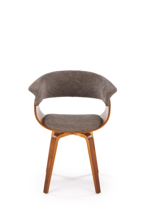 Krzesło nowoczesne K545 szare z tapicerowanym siedziskiem i giętą sklejką.