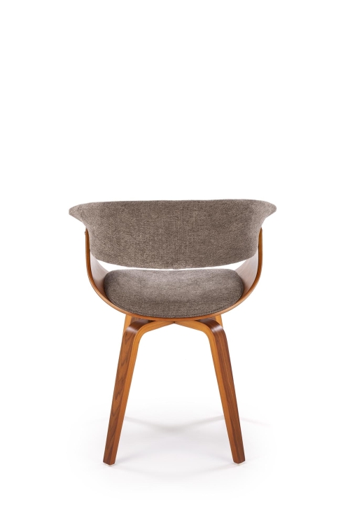 Krzesło drewniane nowoczesne K545 szare z drewnianą konstrukcją i zaokrąglonym oparciem.