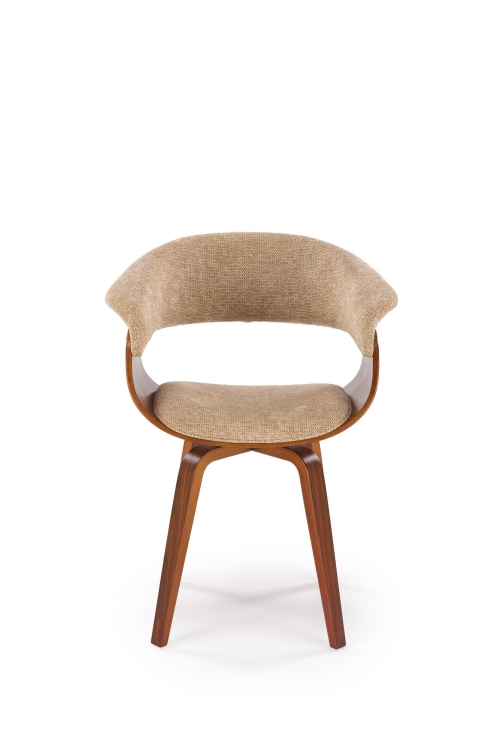 Nowoczesne krzesło  do salonu K545 z drewnianymi nogami w kolorze orzecha.