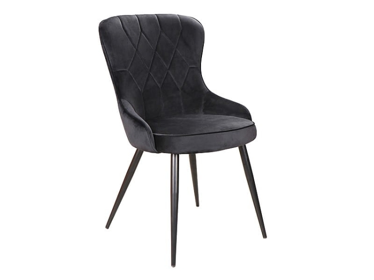 Krzesło welur czarne LOTUS z aksamitną tapicerką, metalowa konstrukcja, elegancka forma.