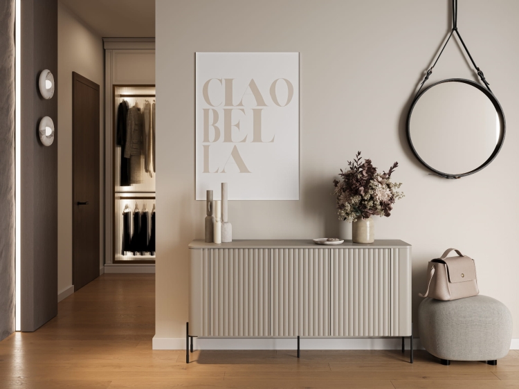 komoda kaszmir vera ii matowa z frezowanymi frontami i wysokimi nóżkami do nowoczesnego wnętrza