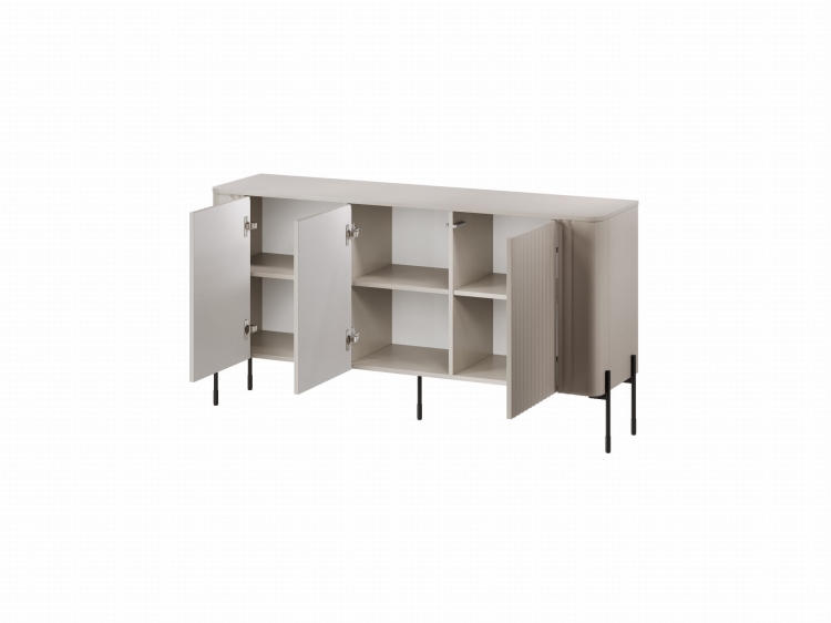 komoda kaszmirowa vera ii o miękkiej zaokrąglonej bryle z ryflowanymi frontami